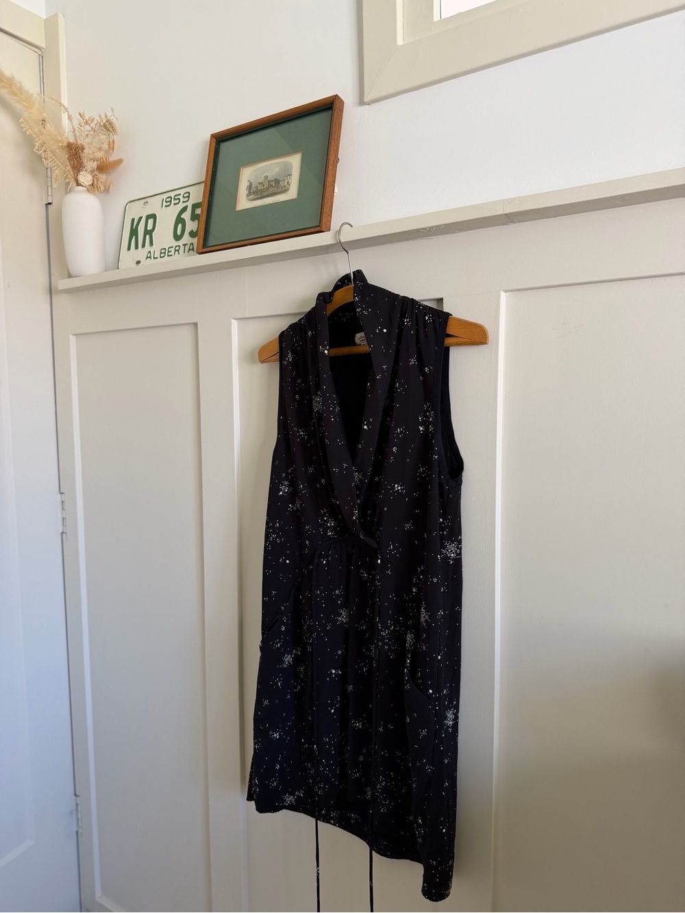 Wilfred Black Sleeveless Wrap Mini Dress with White Speckle - Medium - Picture 5 of 7